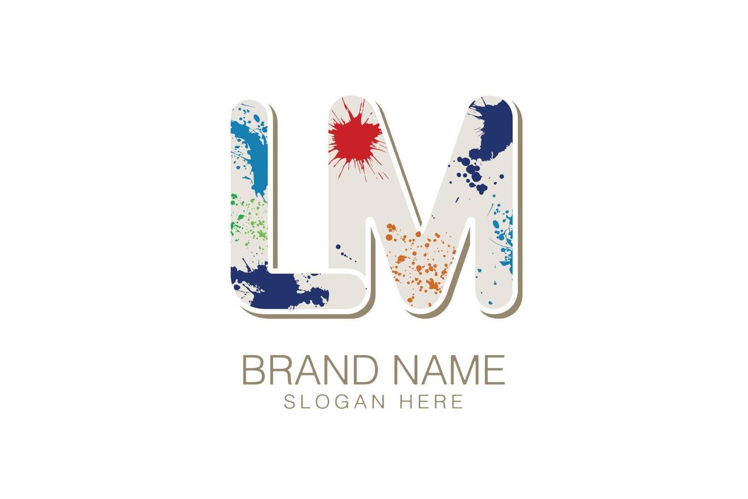 Double LM logo. The design consists of only one continuous line that ties itself into an LM shape. Colored paint splash, elegant and very branded. Simple, elegant and very attractive. vector