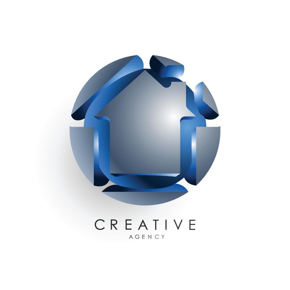 Initial letter logo template colored blue grey circle 3d design for business and company identity vector