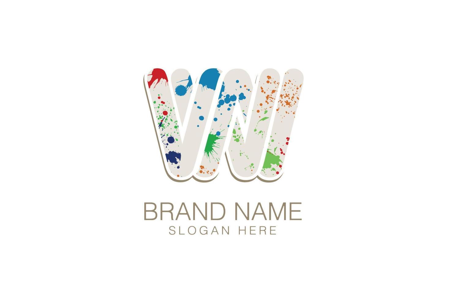 Double WW logo. The design consists of only one continuous line that ties itself into an WW shape. Colored paint splash, elegant and very branded. Simple, elegant and very attractive. vector