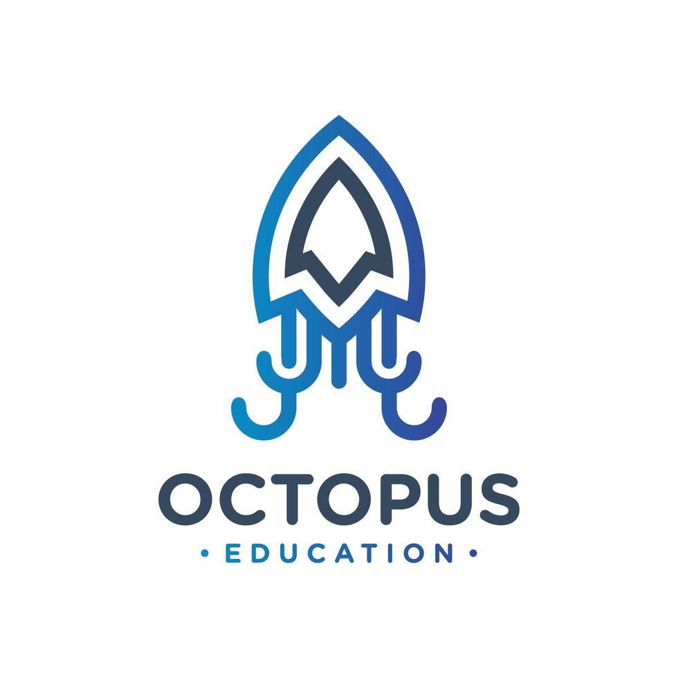 octopus outline logo design vector