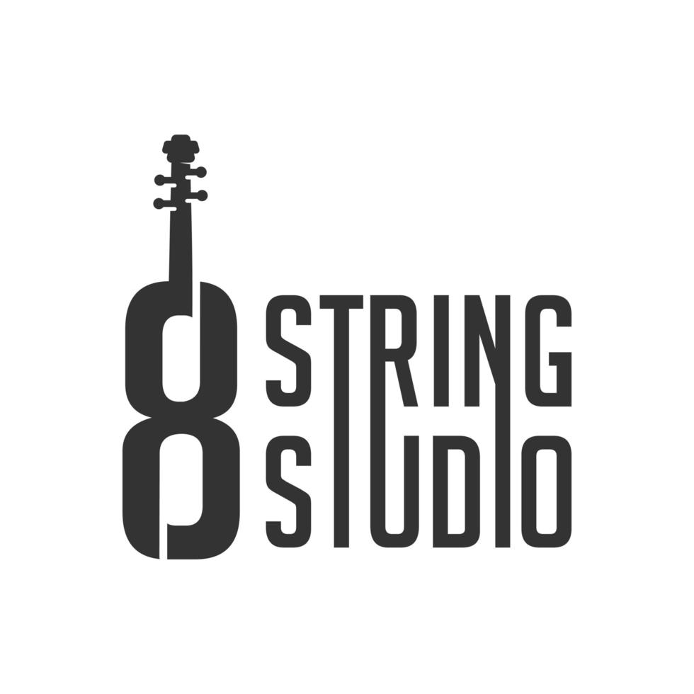 logo de guitarra moderna con numero 8 vector