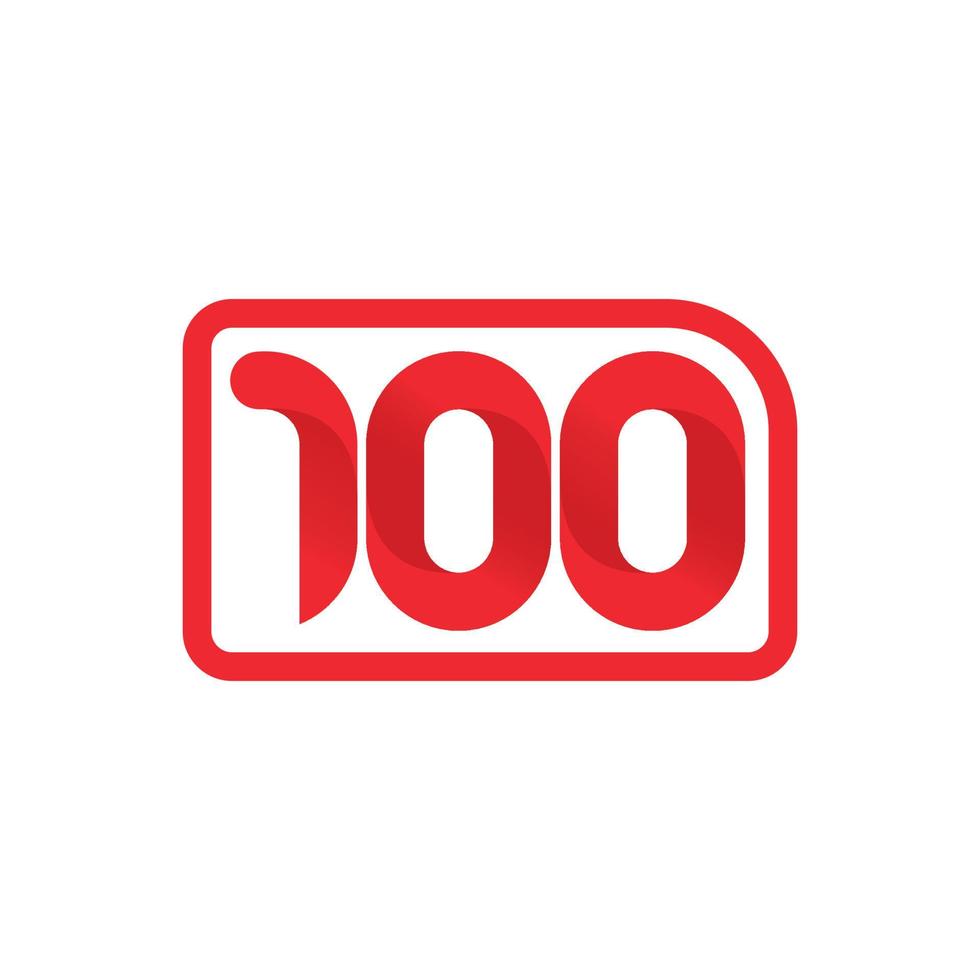 Logotipo de 100 años. Ilustración de vector rojo de 100 años. 100 logotipos creativos y distintivos.