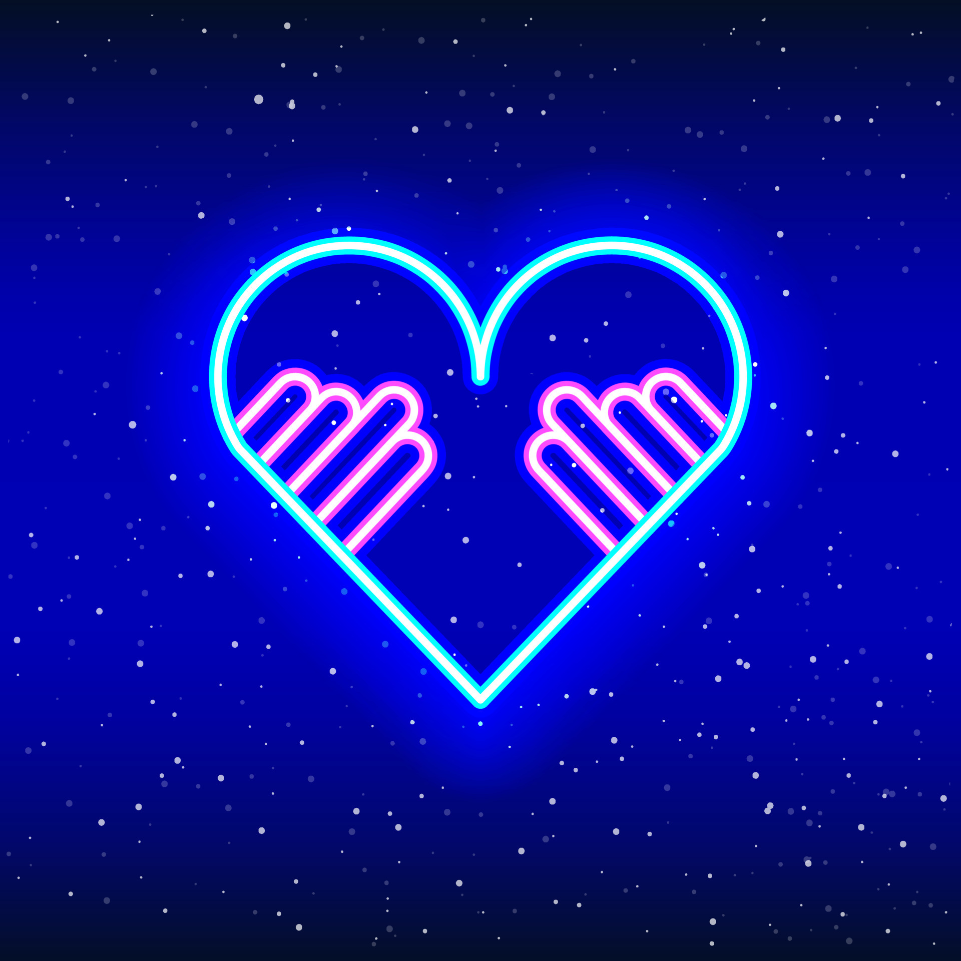 Touch the heart. Neon heart touching design. Finger sign design with linear  heart. Neon hand-heart sign in space. Unique and realistic neon icon.  Linear icon on blue background. 5018118 Vector Art at