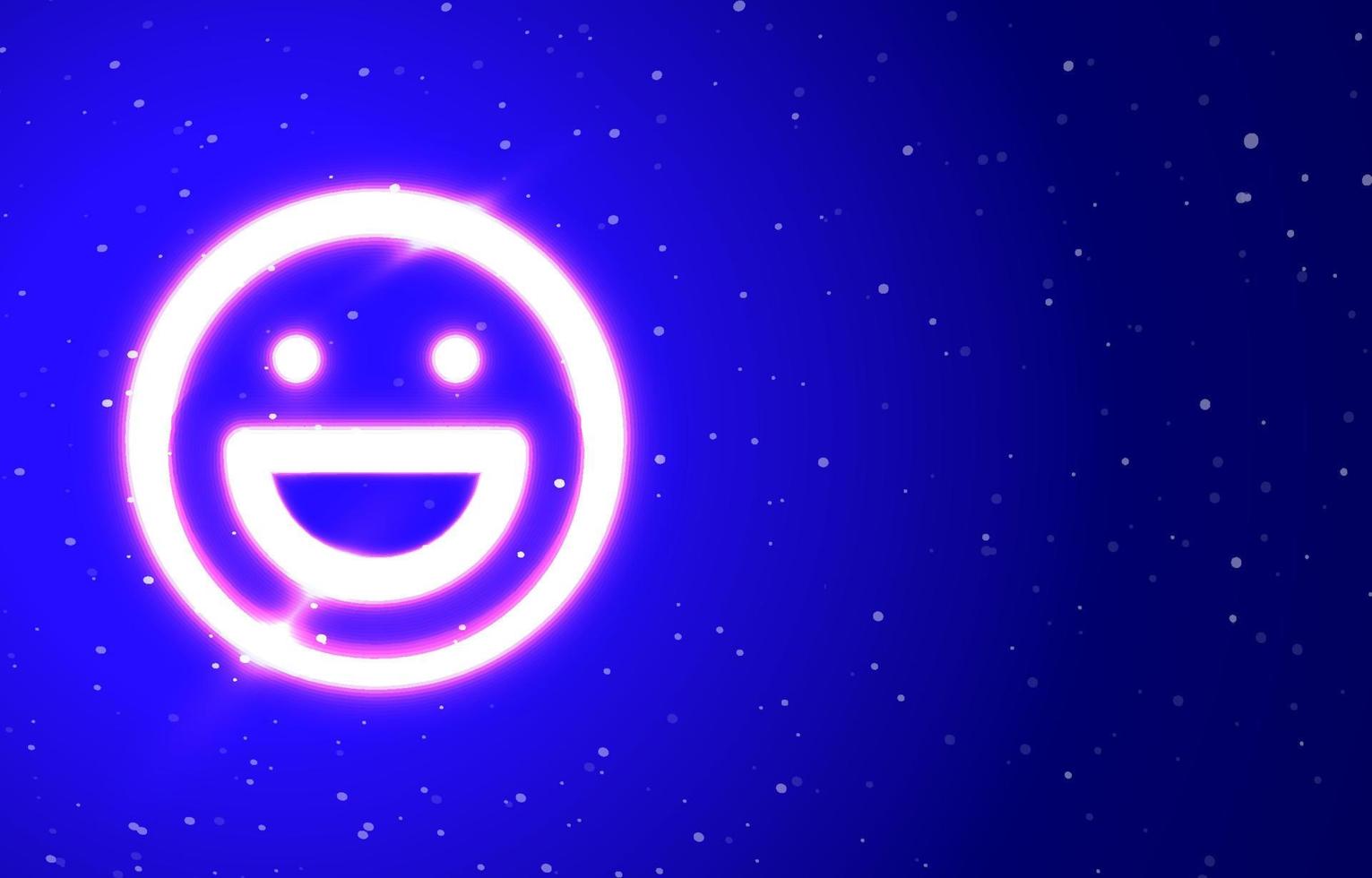 Smiley face linear neon private collection. Download a unique super bright neon linear smiley head emoticon vector. Light burst. Design element linear neon icon. Great ad every night. Banner space. vector