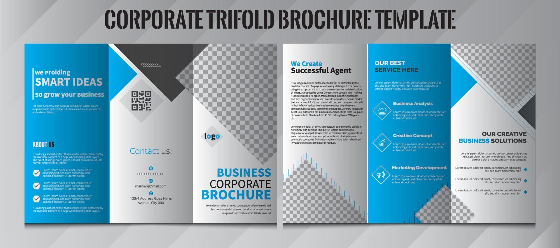 Creative Brochure Template, Tri-Fold Brochure Design Template,  Business Brochure, Magazine Cover,  Agency Three Fold Flyer, Poster, template. Editable A4. Corporate Tri Fold Brochure Template. vector