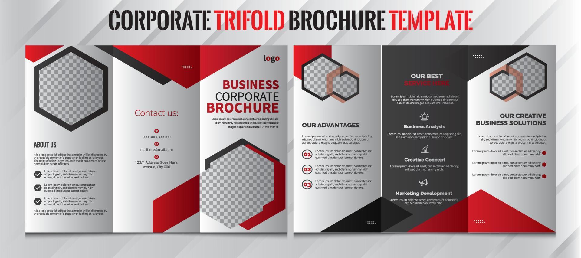 Brochure Design. Trifold Brochure Template for Corporate Agency. vector