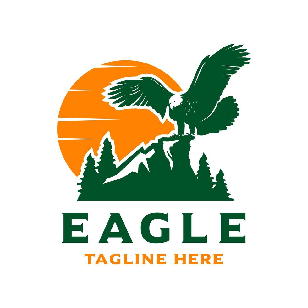 eagle and mountain logo design template vector