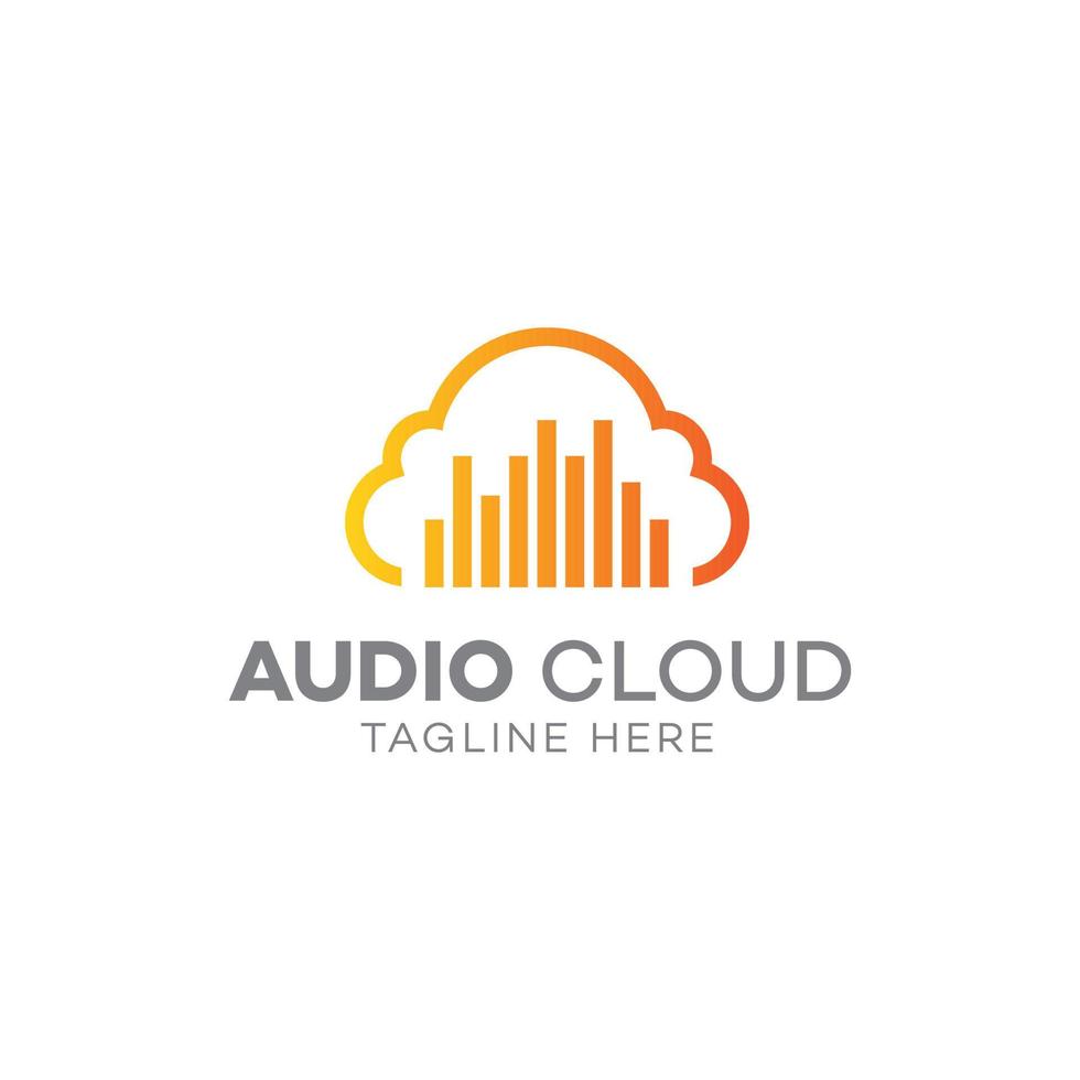 plantilla de diseño de logotipo de nube de audio vector