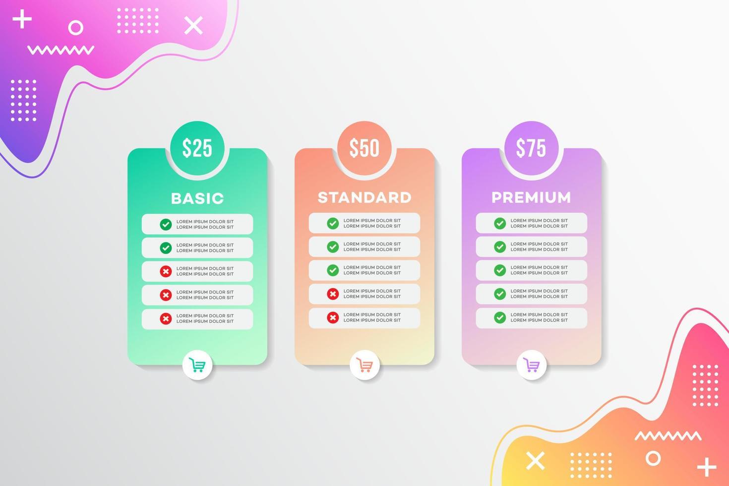 Modern vector template price list design