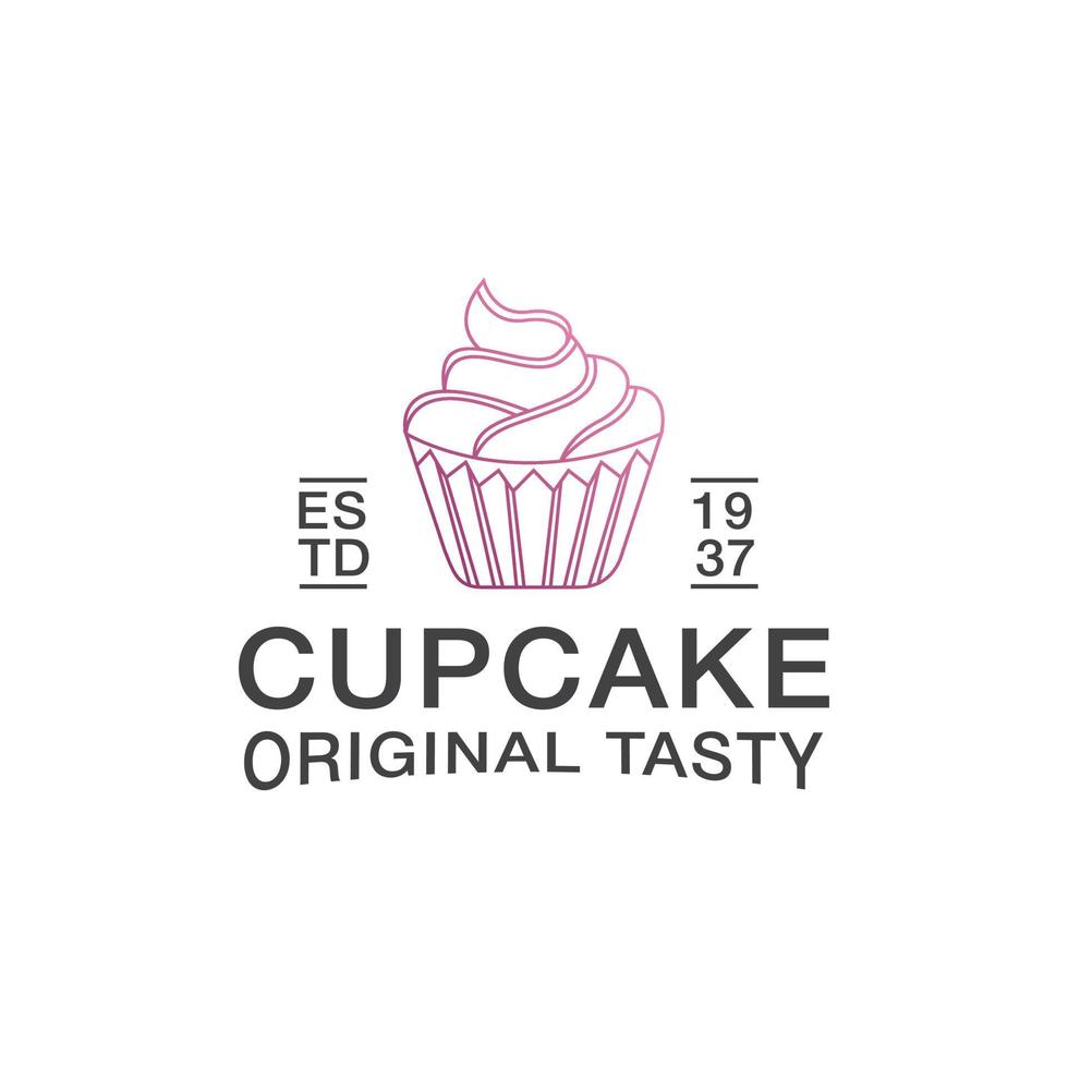 cupcake logo design template vector premium, panadería, panadería logo, pan fresco, hornear casa