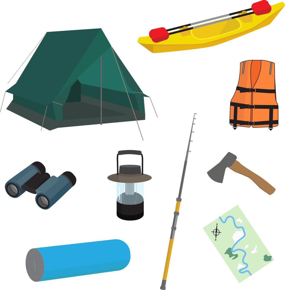 Kayaking vector set for decor