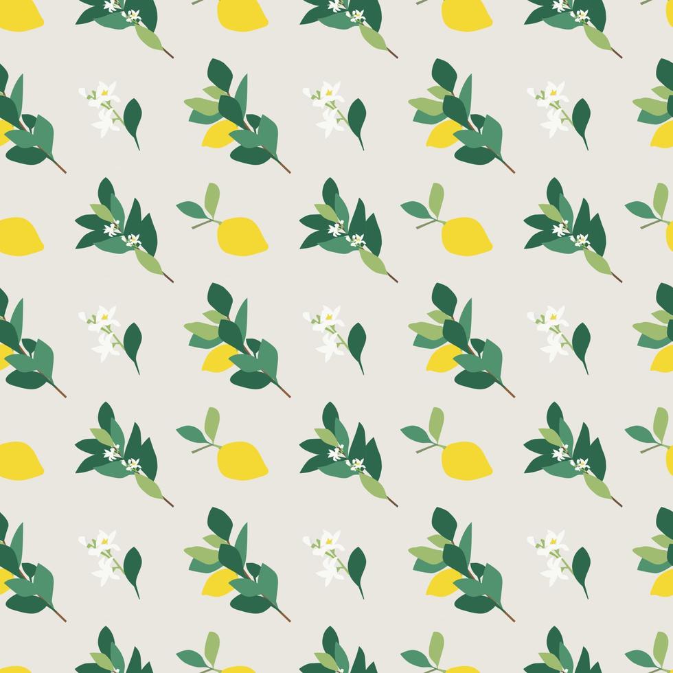 Lemon tree vector seamless pattern for decor