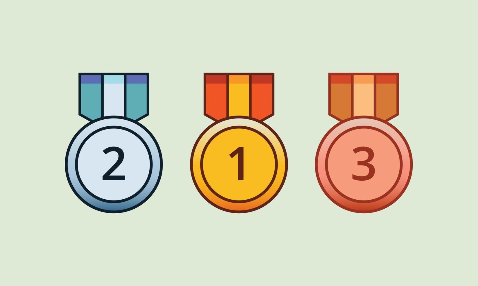 Set of medal with various color vector design.