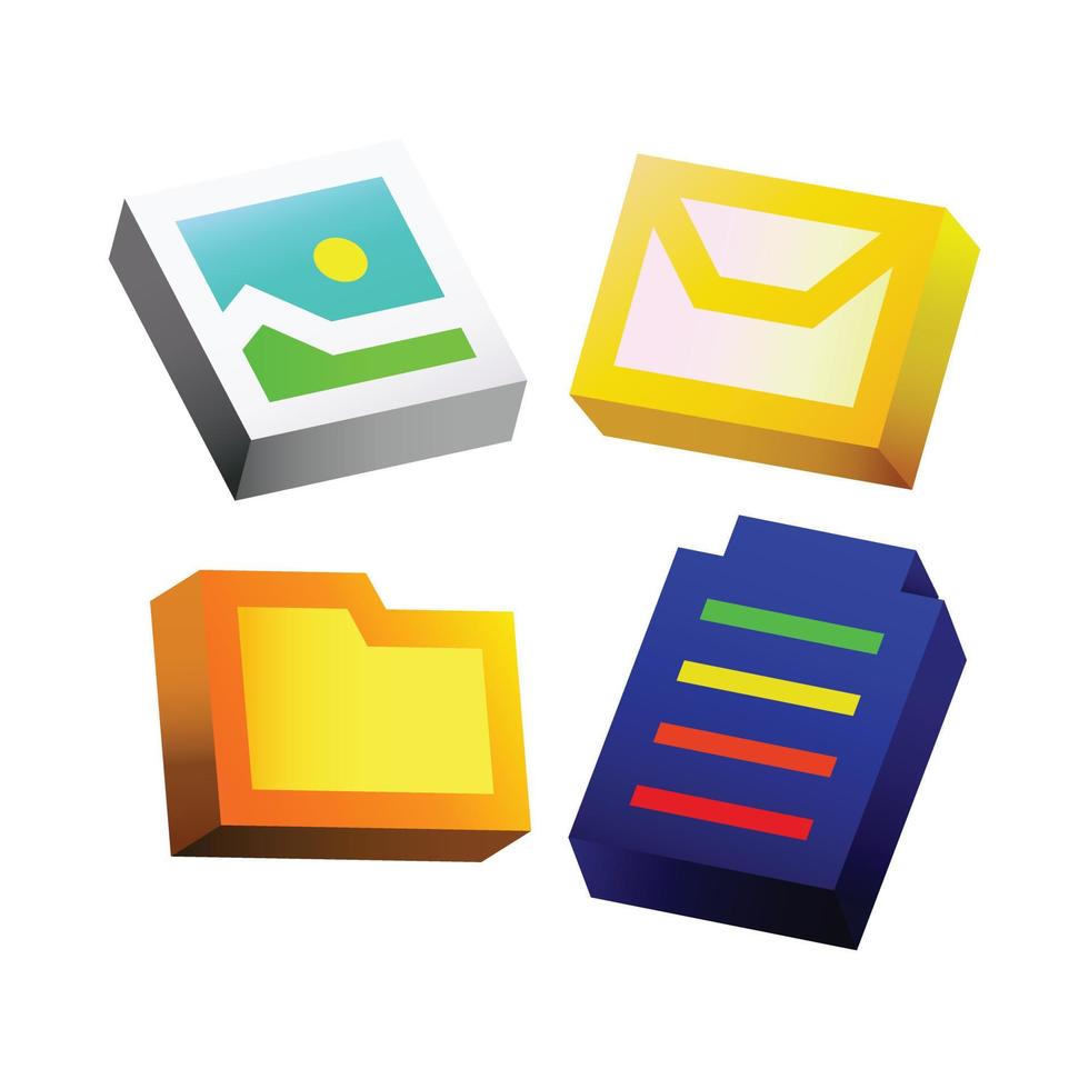 Message, galery, battery, folder icon with 3d style vector