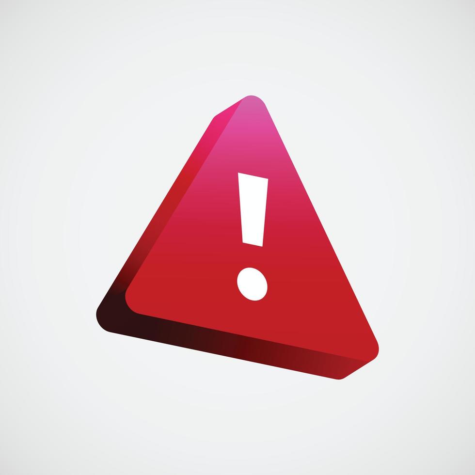 3D warning icon sign vector design with red color.