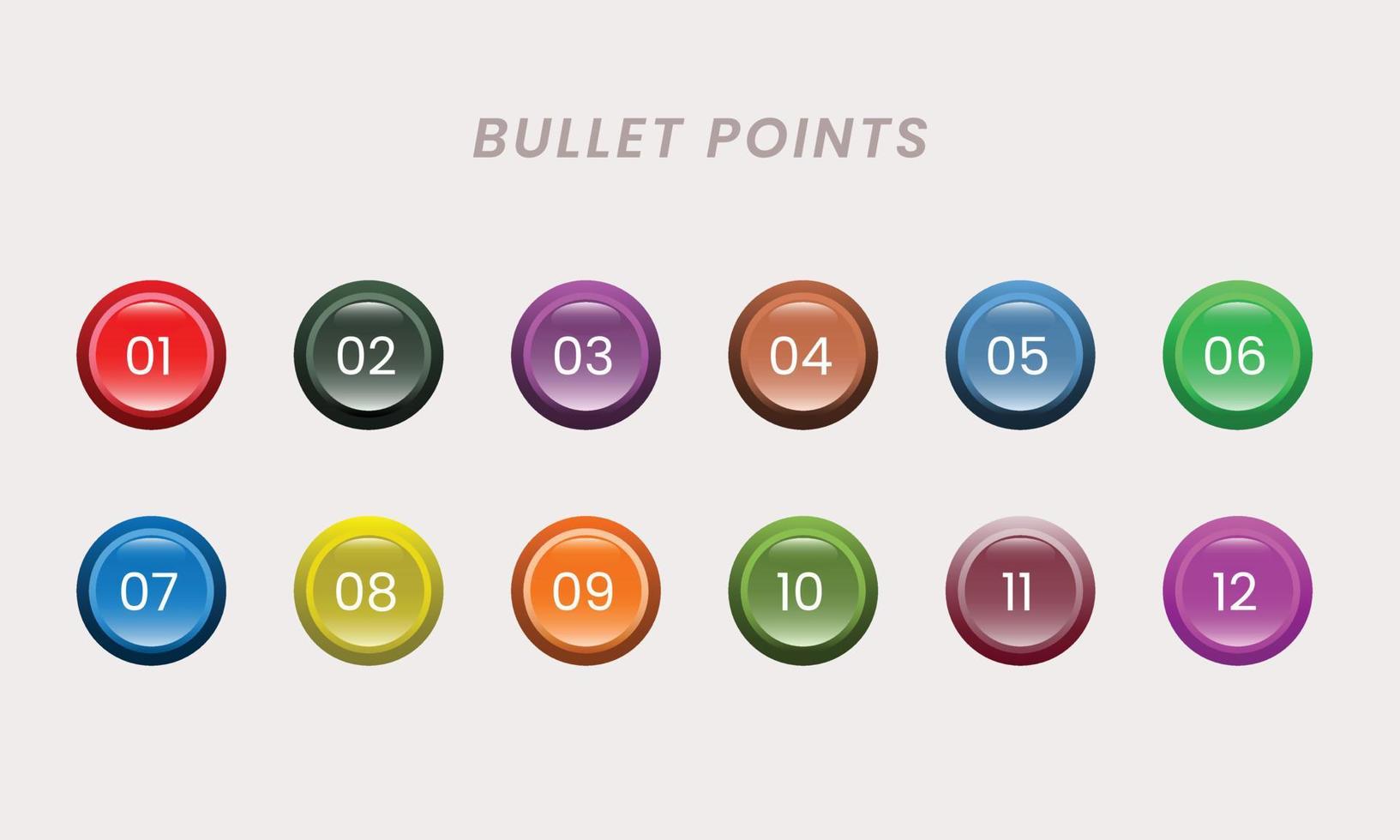 Bullet Number Points with Glossy Color vector