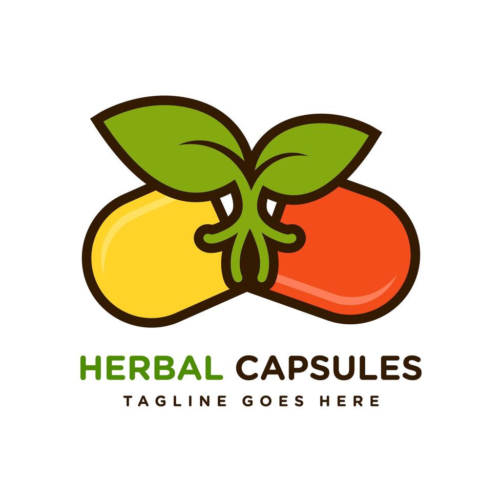 herbal capsule logo design vector