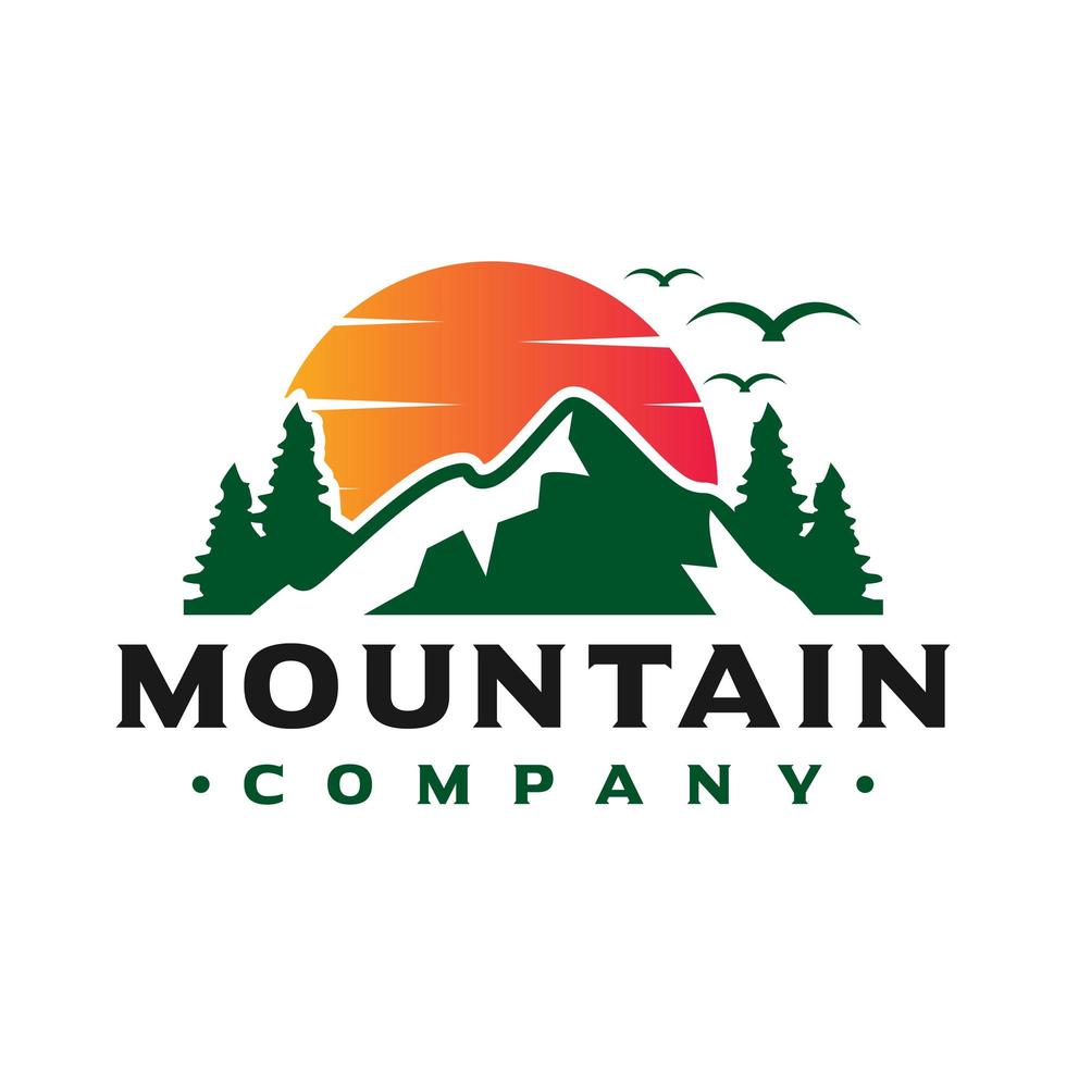 logo design of sunset views on the mountain vector