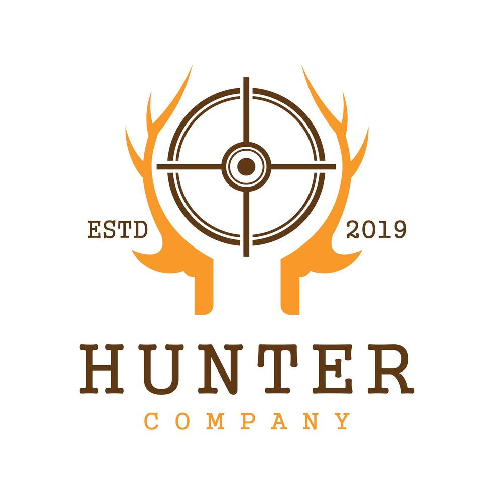 wild deer hunter logo design vector