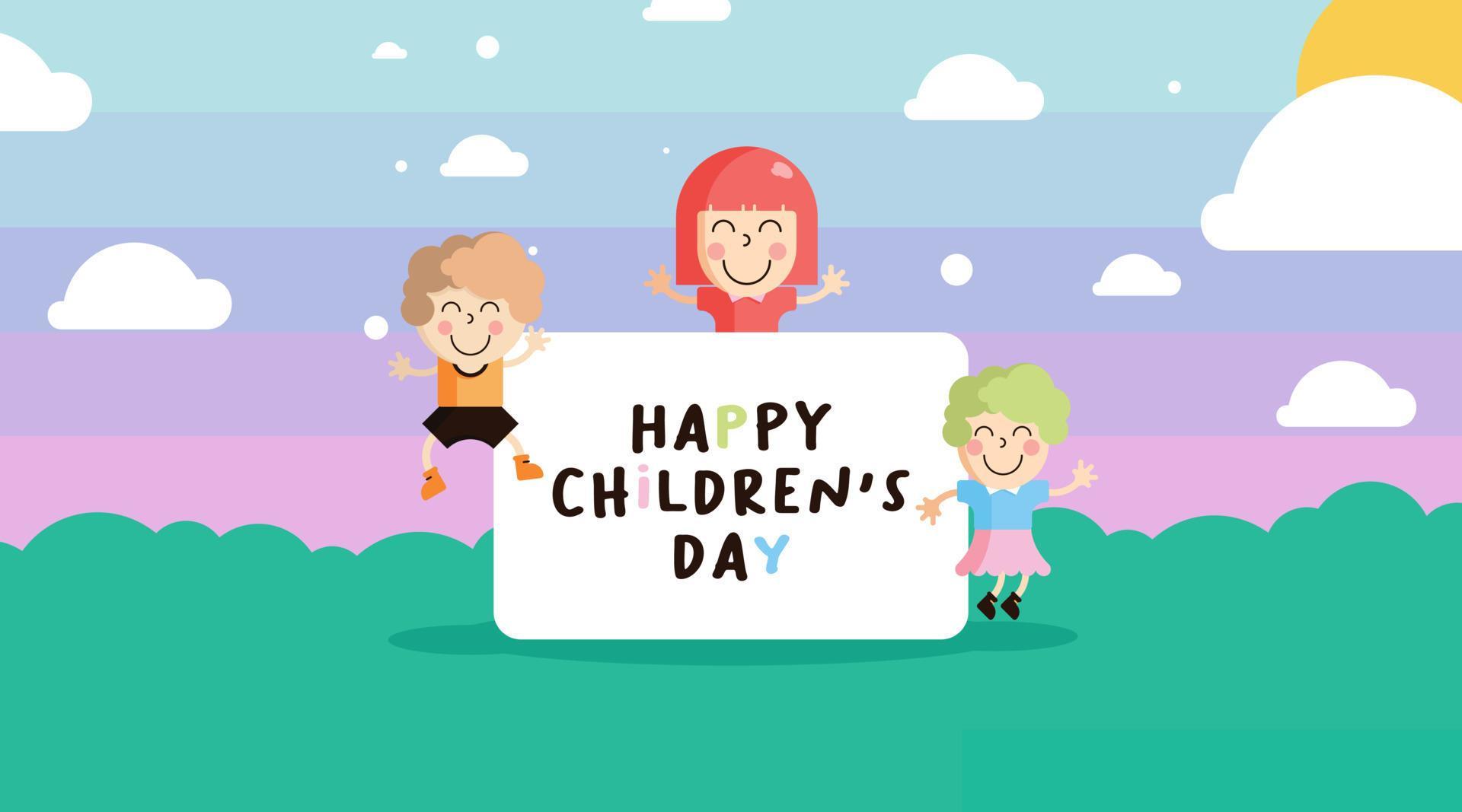 Happy Children's Day Illustration Vector in Flat Style Cartoon 5019375 ...