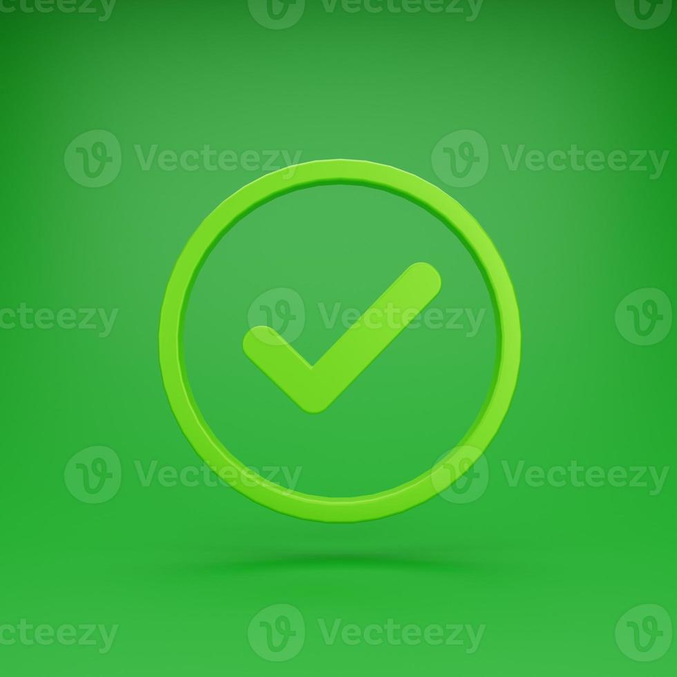 Floating check approved tick green button photo