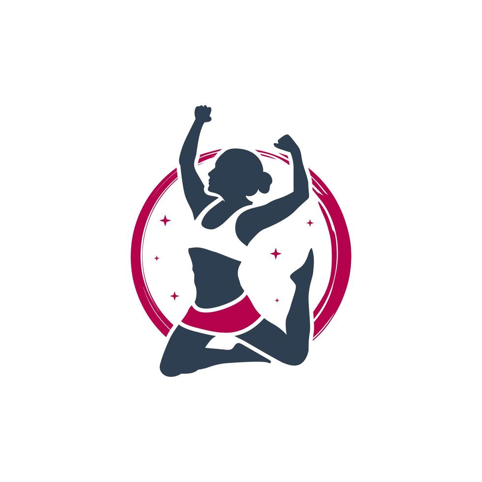 mujer bailando logo deportivo vector