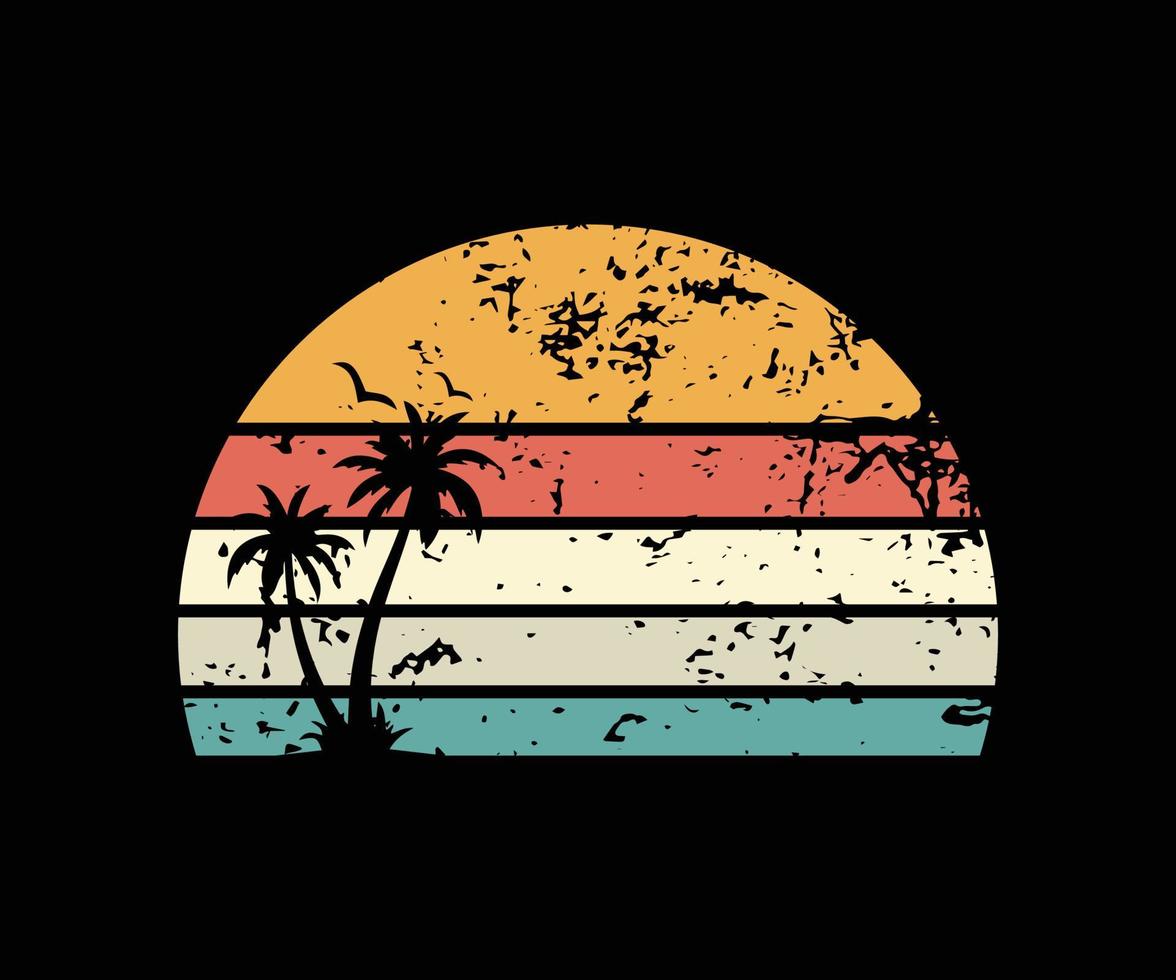 Diseño de camiseta de estilo vintage con efecto playa y grunge. vector