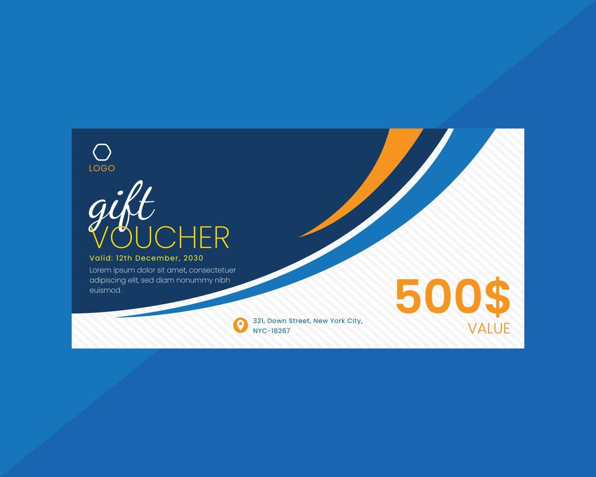 Flat design gift voucher template vector