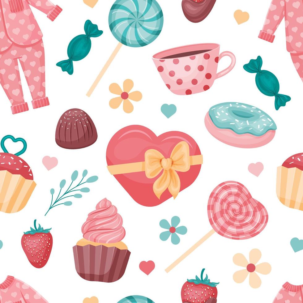 Cute sweet romantic seamless pattern vector