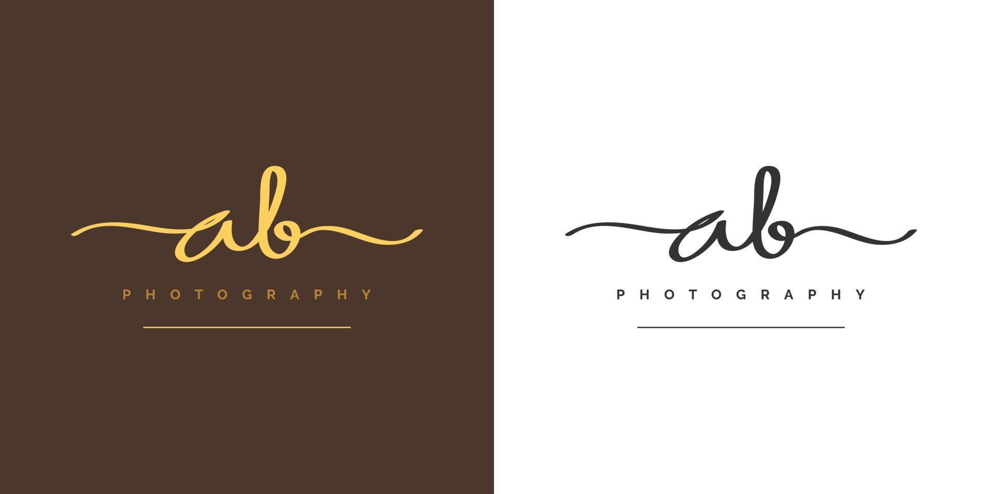 Elegant Initial A and B Logo Design with Handwriting Style. AB Signature Logo or Symbol for Business Identity vector