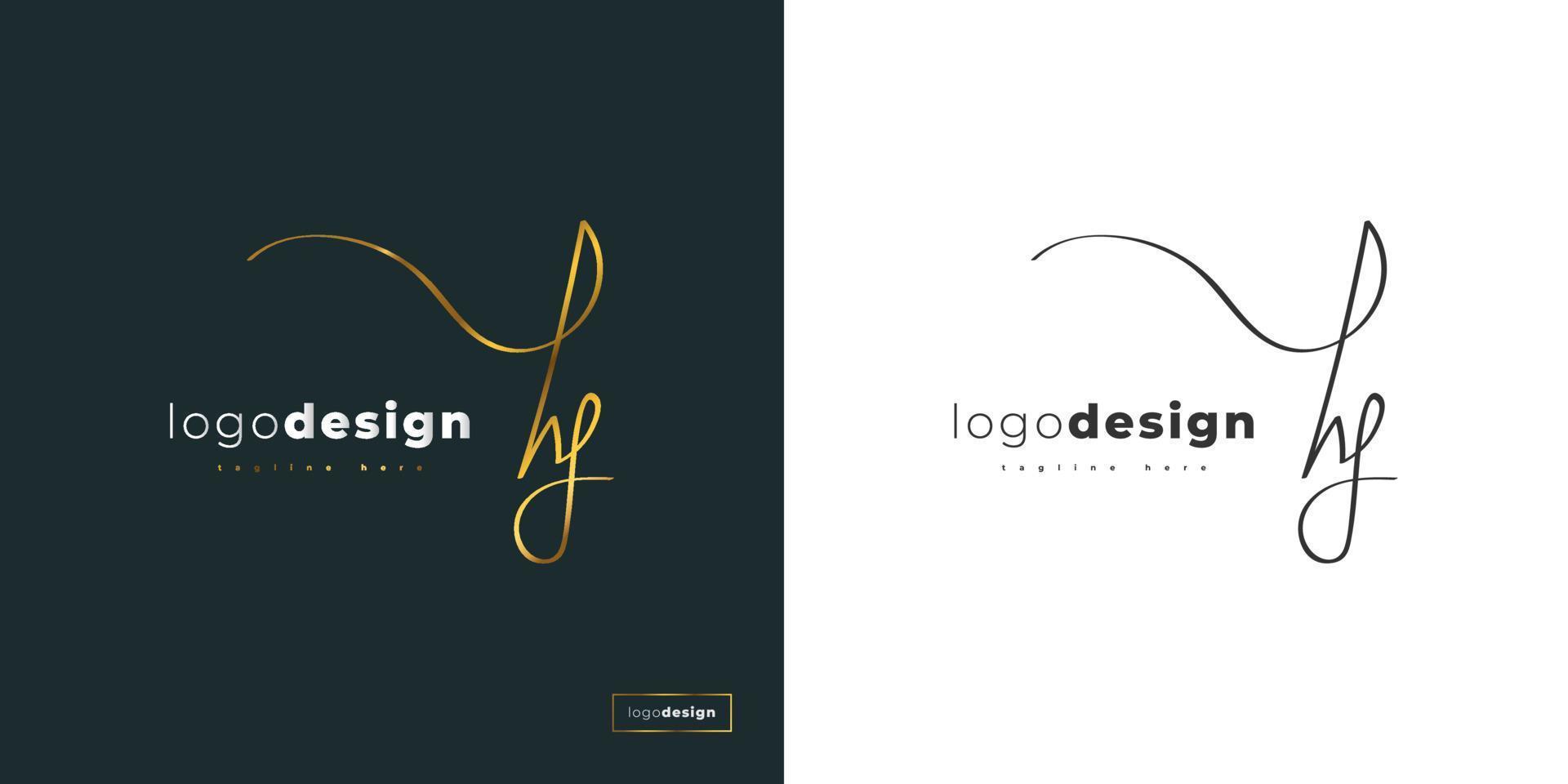 Elegant HJ or HY Initial Logo Design with Handwriting Style in Gold Gradient. HJ or HY Signature Logo or Symbol for Business Identity vector