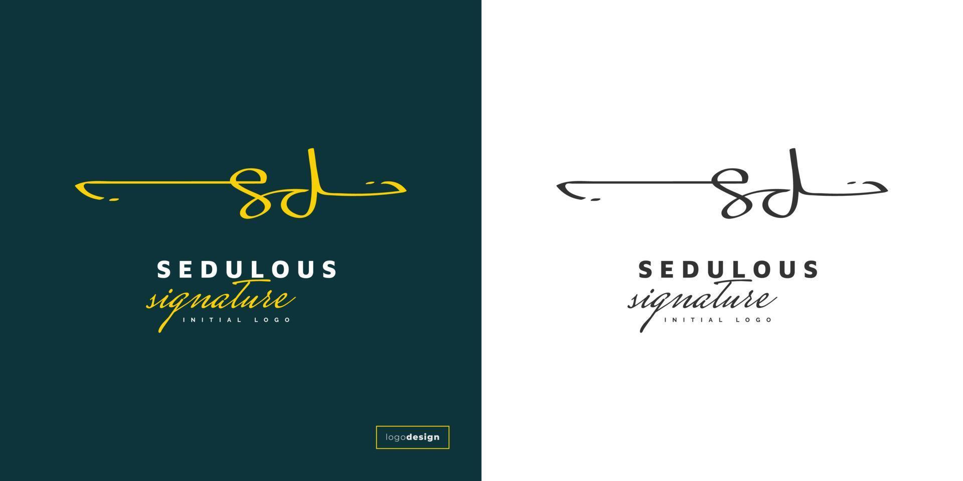 Elegant Initial Letter S and D Logo Design with Handwriting Style. SD Signature Logo or Symbol for Business Identity vector
