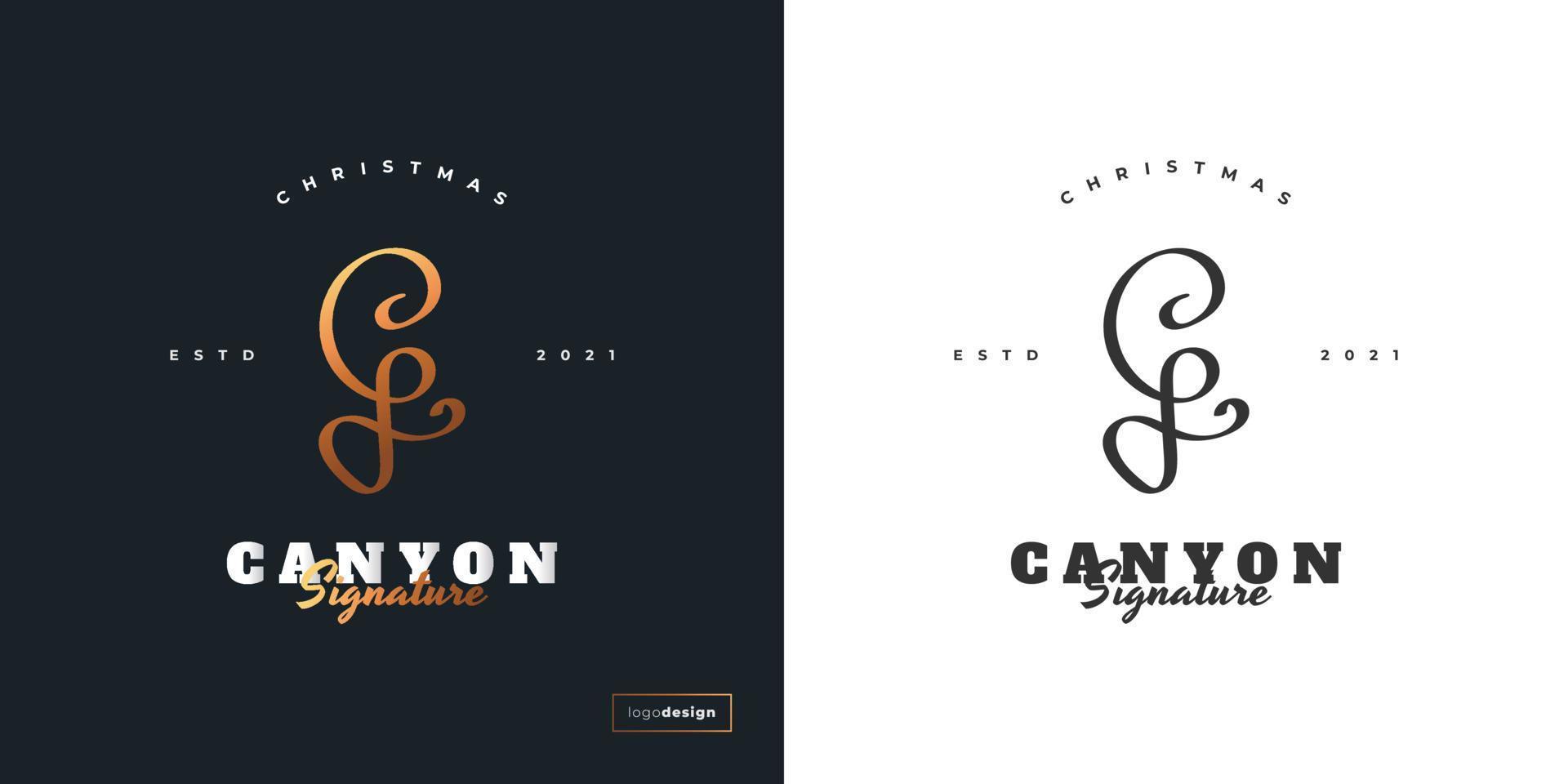 Elegante diseño de logotipo inicial de la letra cy f en degradado dorado con estilo de escritura a mano. Logotipo o símbolo de la firma cf para boda, moda, joyería, boutique, identidad botánica, floral o comercial vector