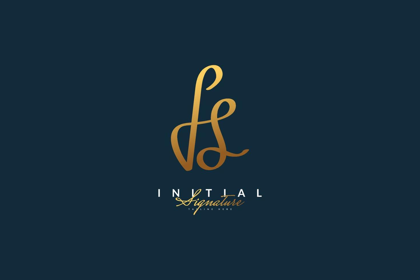 DS Initial Logo Design with Handwriting Style in Golden Gradient. Initial Signature Logo or Symbol for Wedding, Fashion, Jewelry, Boutique, Botanical, Floral and Business Identity vector