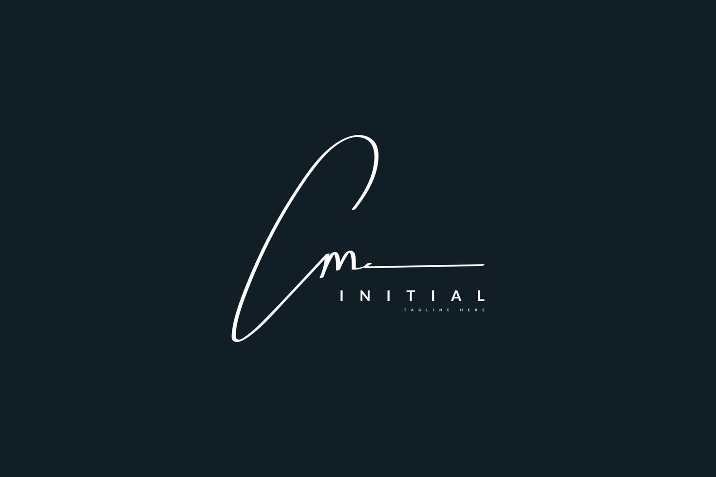 cm logo o símbolo de firma inicial con estilo de escritura a mano para boda, moda, joyería, boutique, identidad botánica, floral y comercial vector