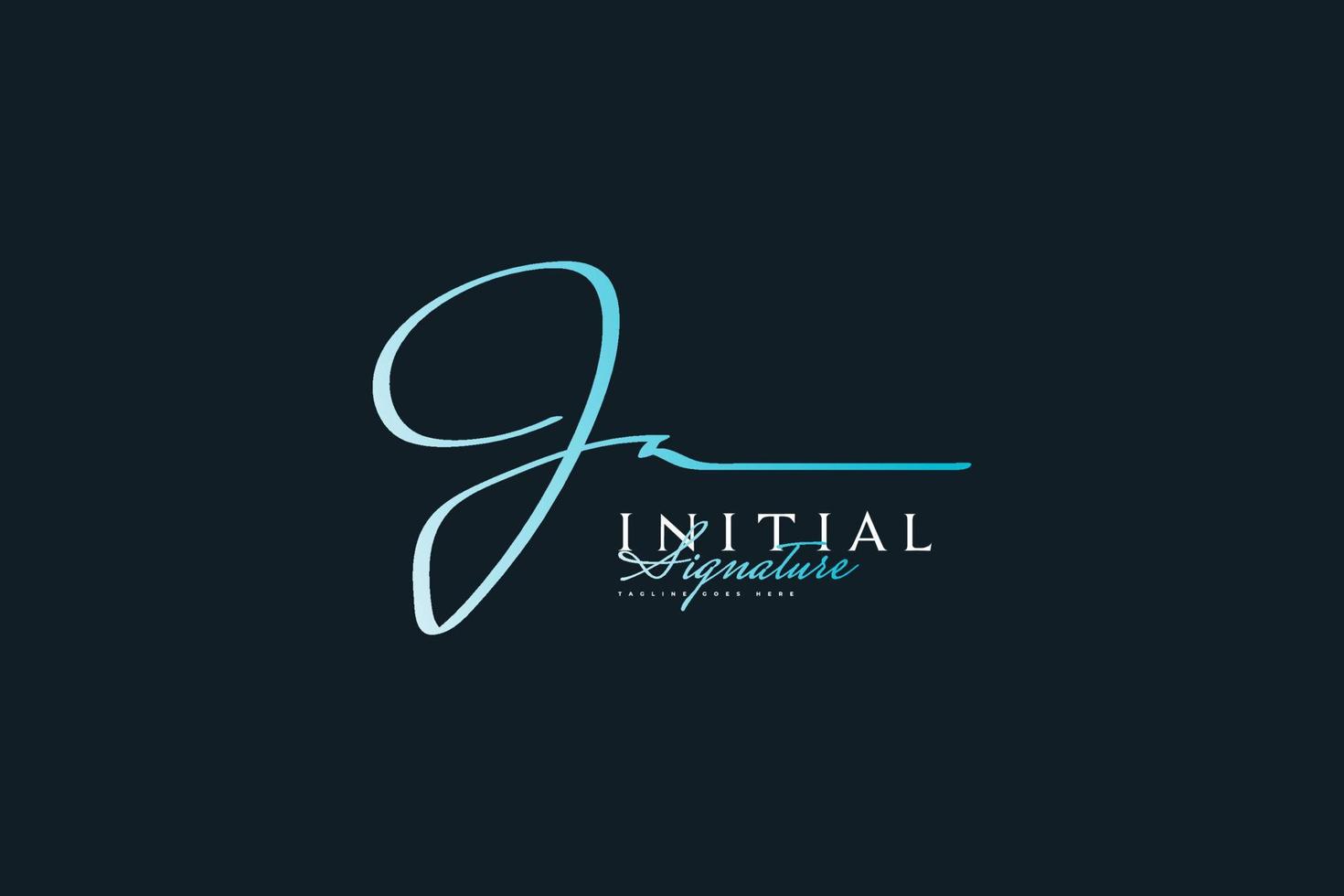 Initial Letter J and N Logo Design with Blue Handwriting Style. JN Signature Logo or Symbol for Wedding, Fashion, Jewelry, Boutique, Botanical, Floral and Business Identity vector