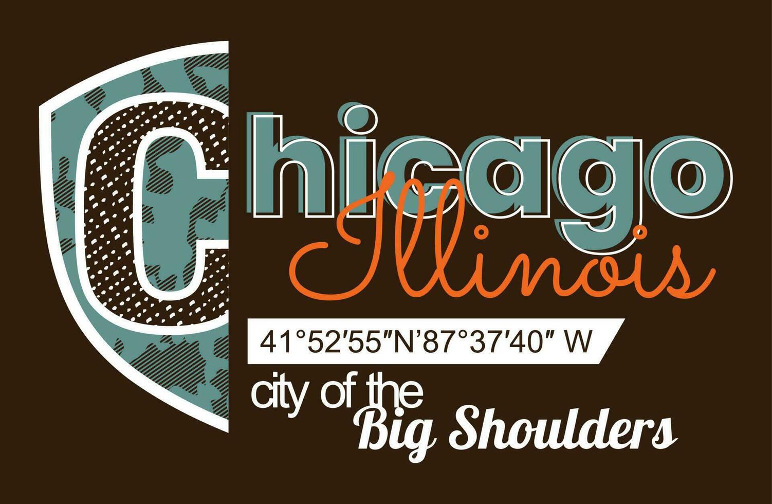 chicago letras manos tipografía diseño gráfico en ilustración vectorial. vector