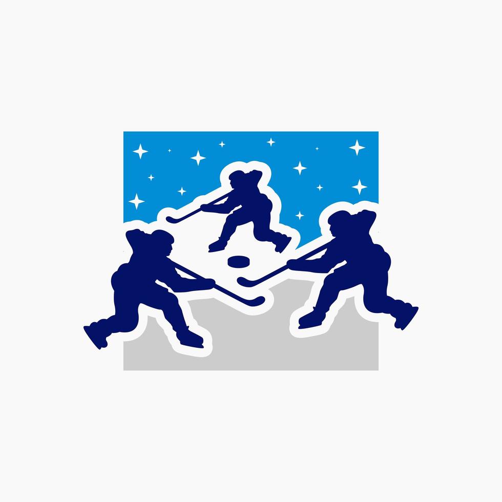 logotipo de deportes de juego de hockey sobre hielo vector