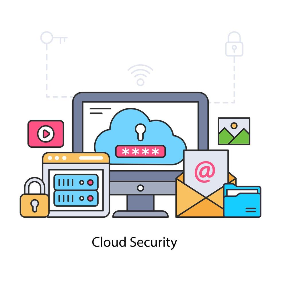 A premium download illustration of cloud security vector