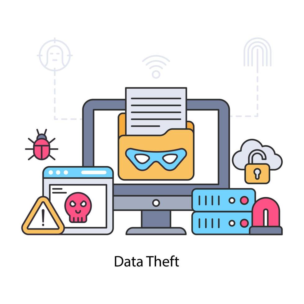 Trendy design illustration of data theft vector