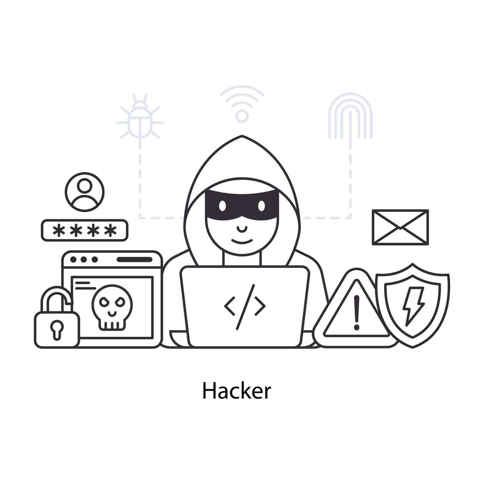 An editable design illustration of hacker vector