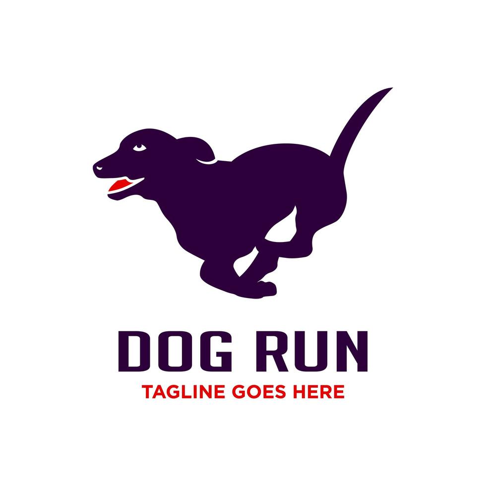 run dog logo design template vector