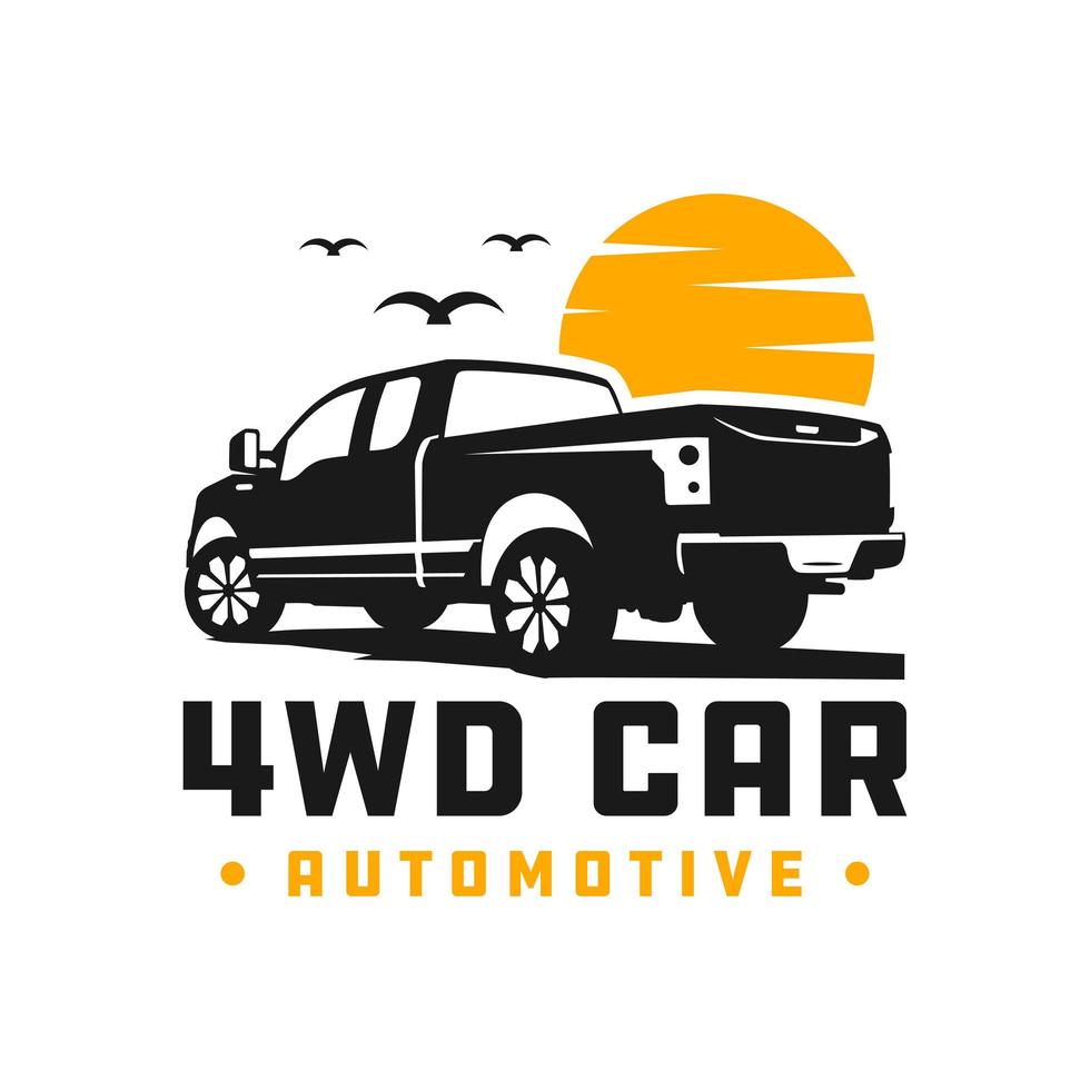 4wd pick up car logo vector