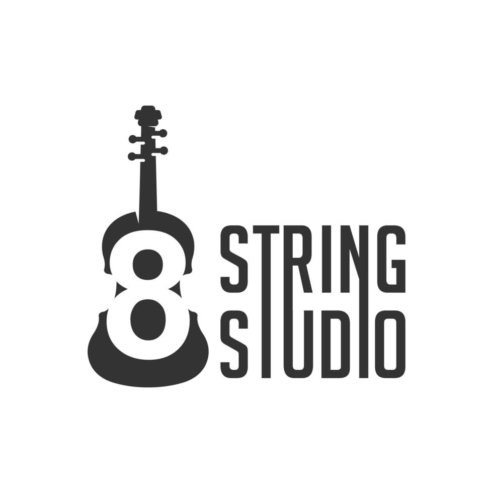 modern guitar logo with number 8 vector