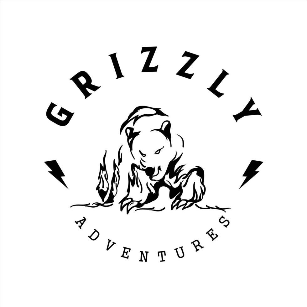 logotipo de grizzly adventures, vector de oso de ilustración