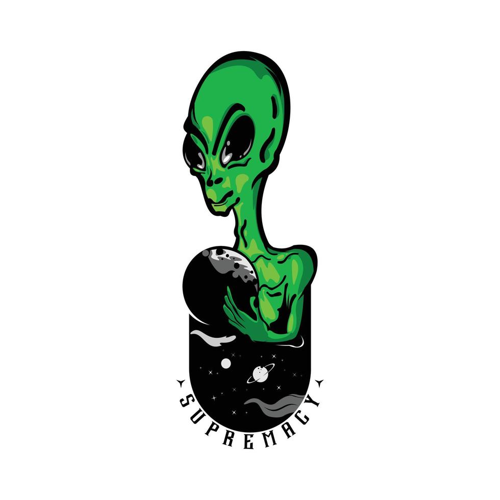 extraterrestre y planeta, ilustración extraterrestre y vector espacial