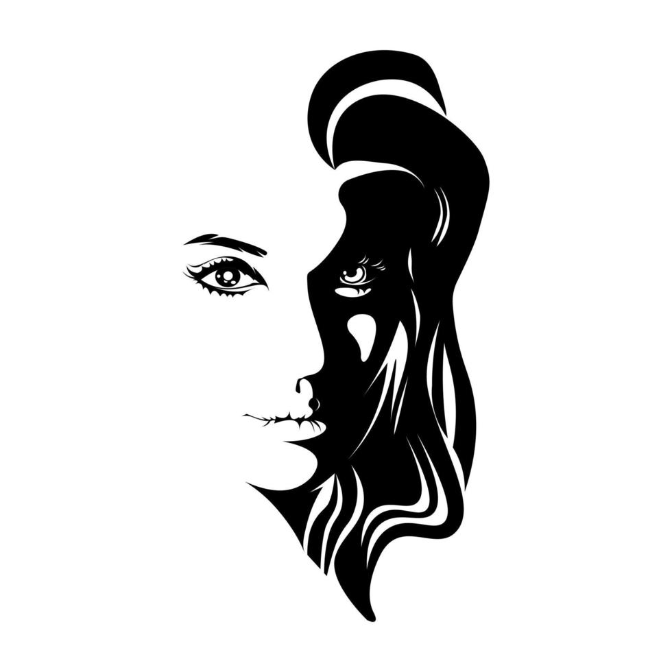 rostro de mujer, vector de mujer de ilustración