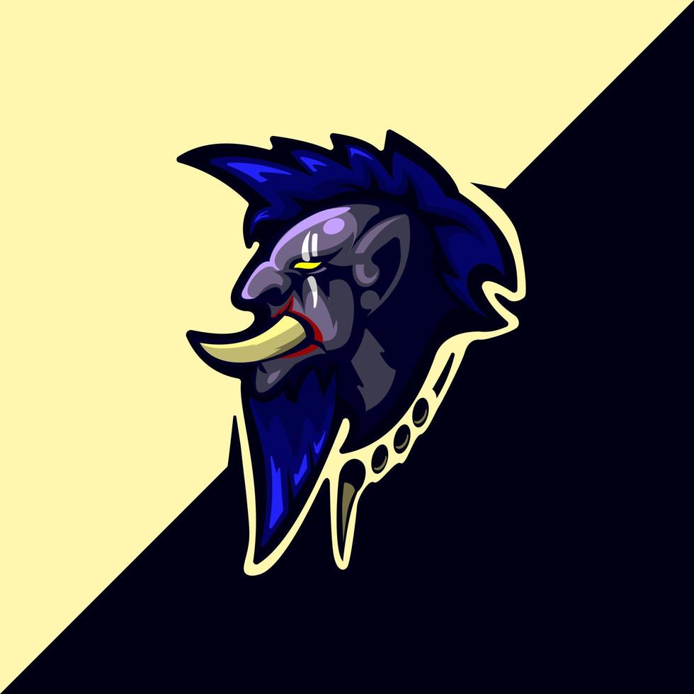 logotipo de la mascota de la cabeza del duende, vector de monstruo de ilustración