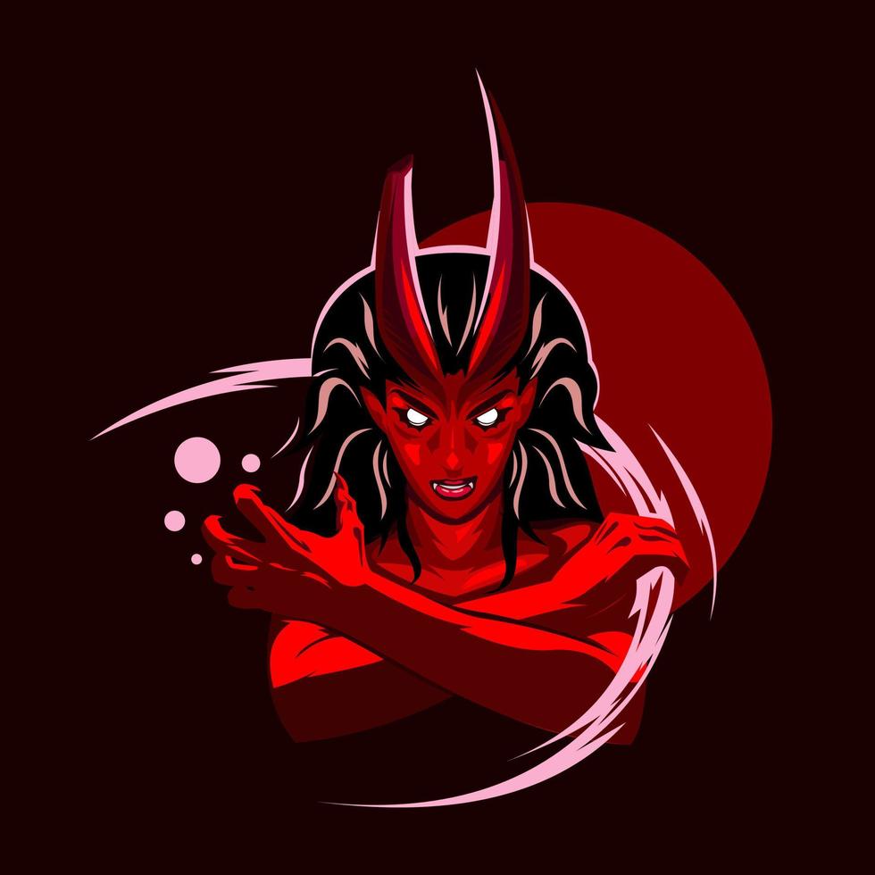 mujer diablo enojado, ilustración diablo vector