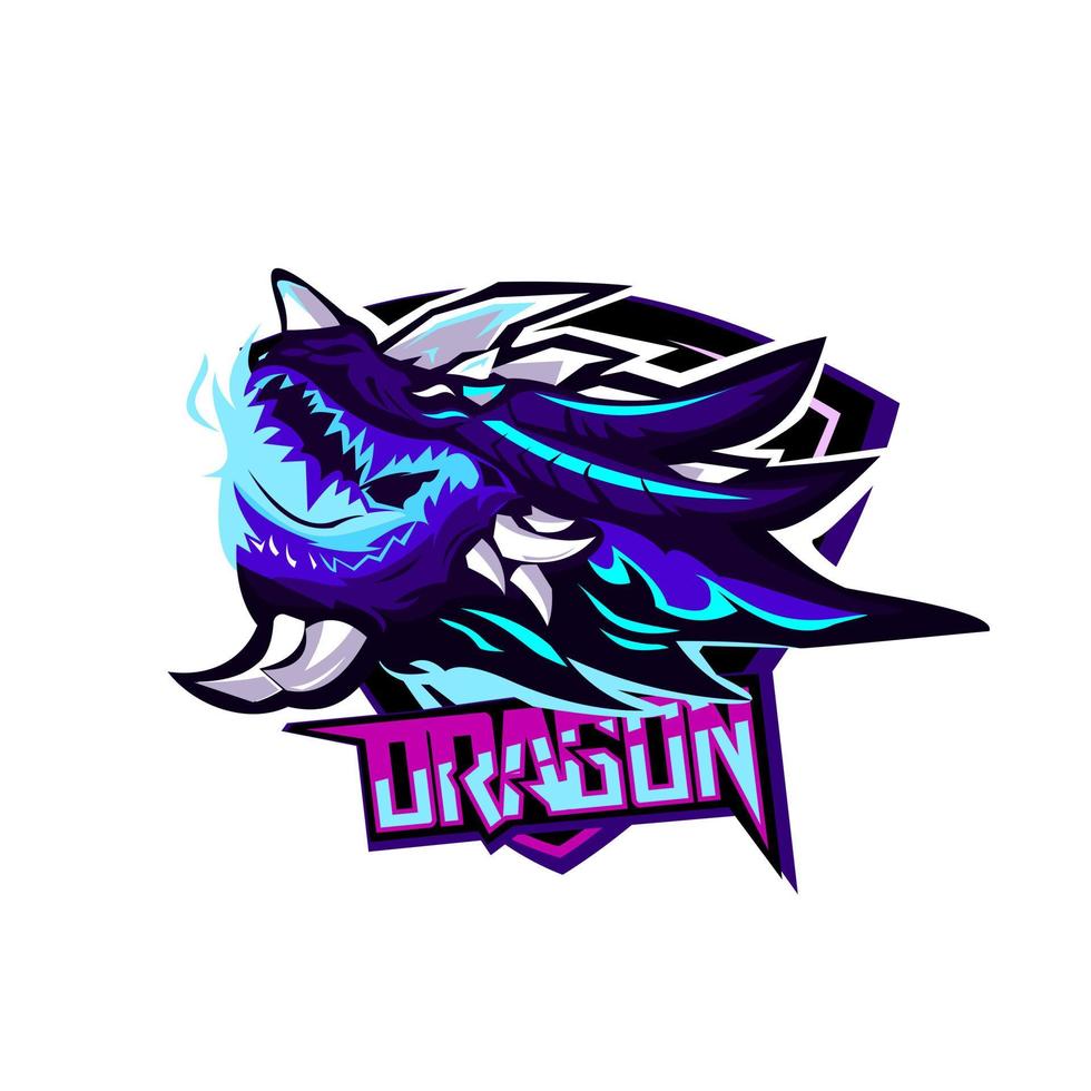 logotipo de la mascota de la cabeza del dragón juegos vector